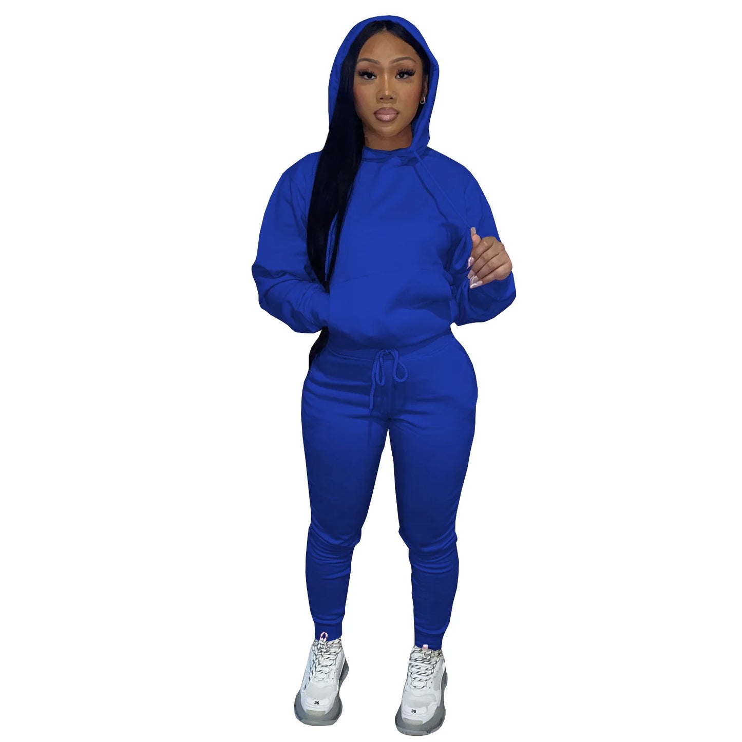 Winter Clothes Custom Rhinestone Plain Thick Fleece Hoodie Jogging Suit Women Solid Fashionable Hooded Tracksuit Sweatsuit Women