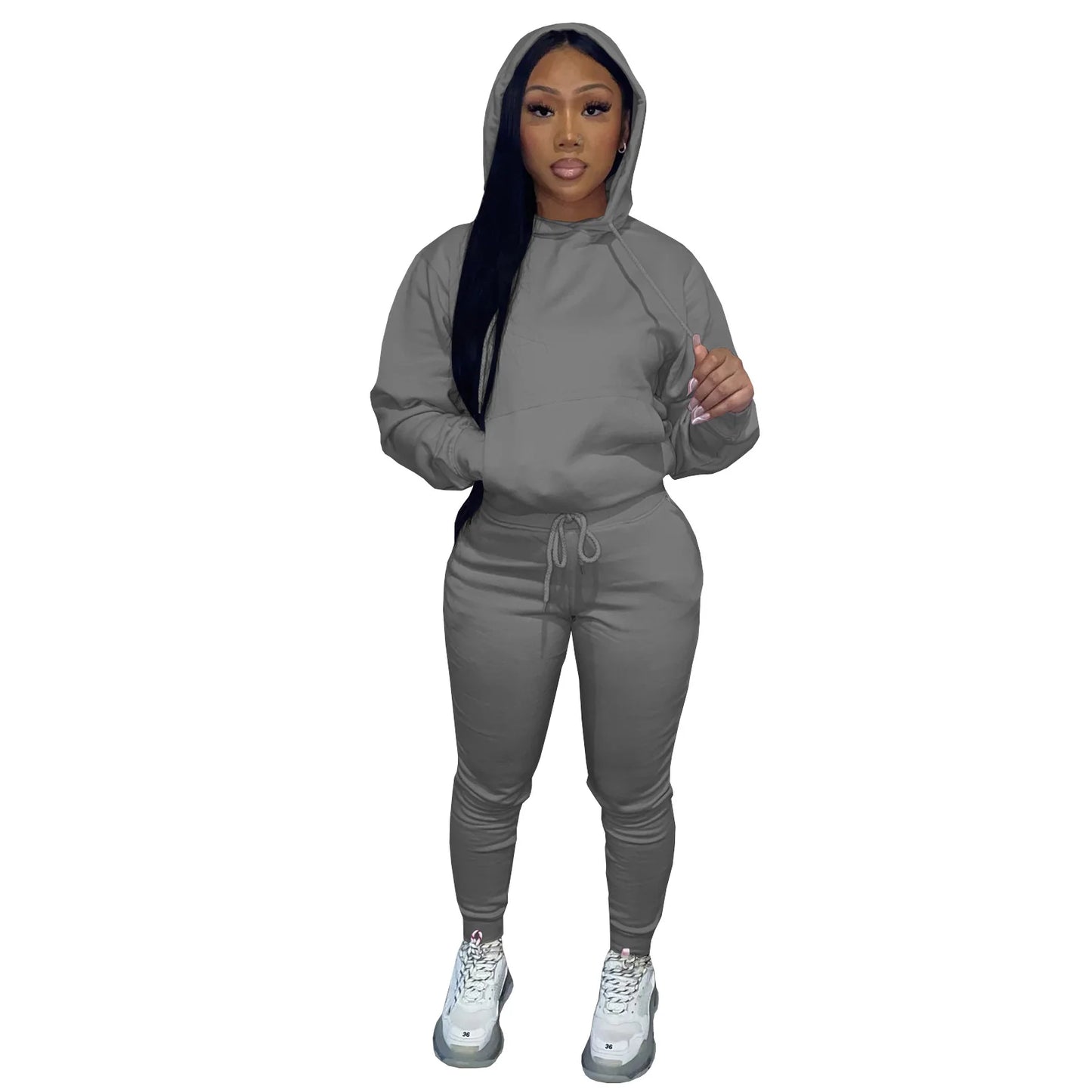 Winter Clothes Custom Rhinestone Plain Thick Fleece Hoodie Jogging Suit Women Solid Fashionable Hooded Tracksuit Sweatsuit Women