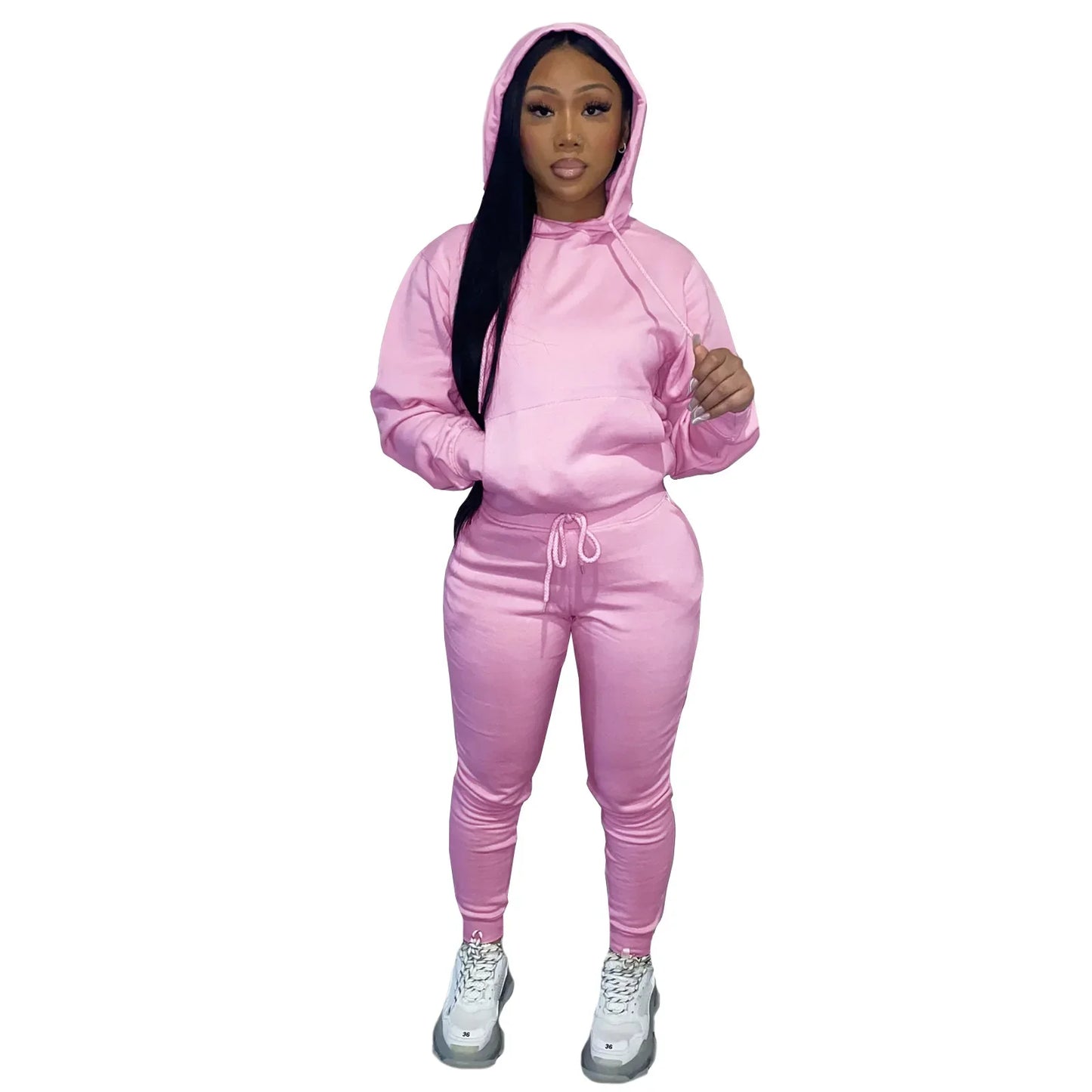 Winter Clothes Custom Rhinestone Plain Thick Fleece Hoodie Jogging Suit Women Solid Fashionable Hooded Tracksuit Sweatsuit Women