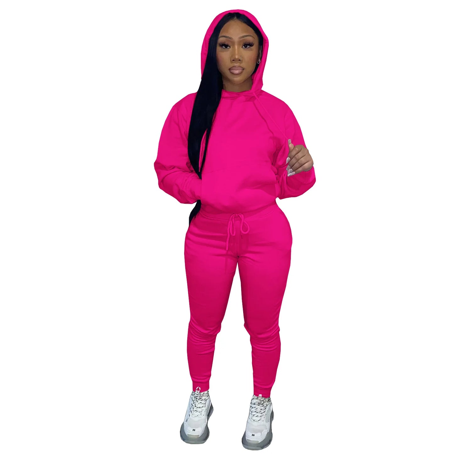 Winter Clothes Custom Rhinestone Plain Thick Fleece Hoodie Jogging Suit Women Solid Fashionable Hooded Tracksuit Sweatsuit Women