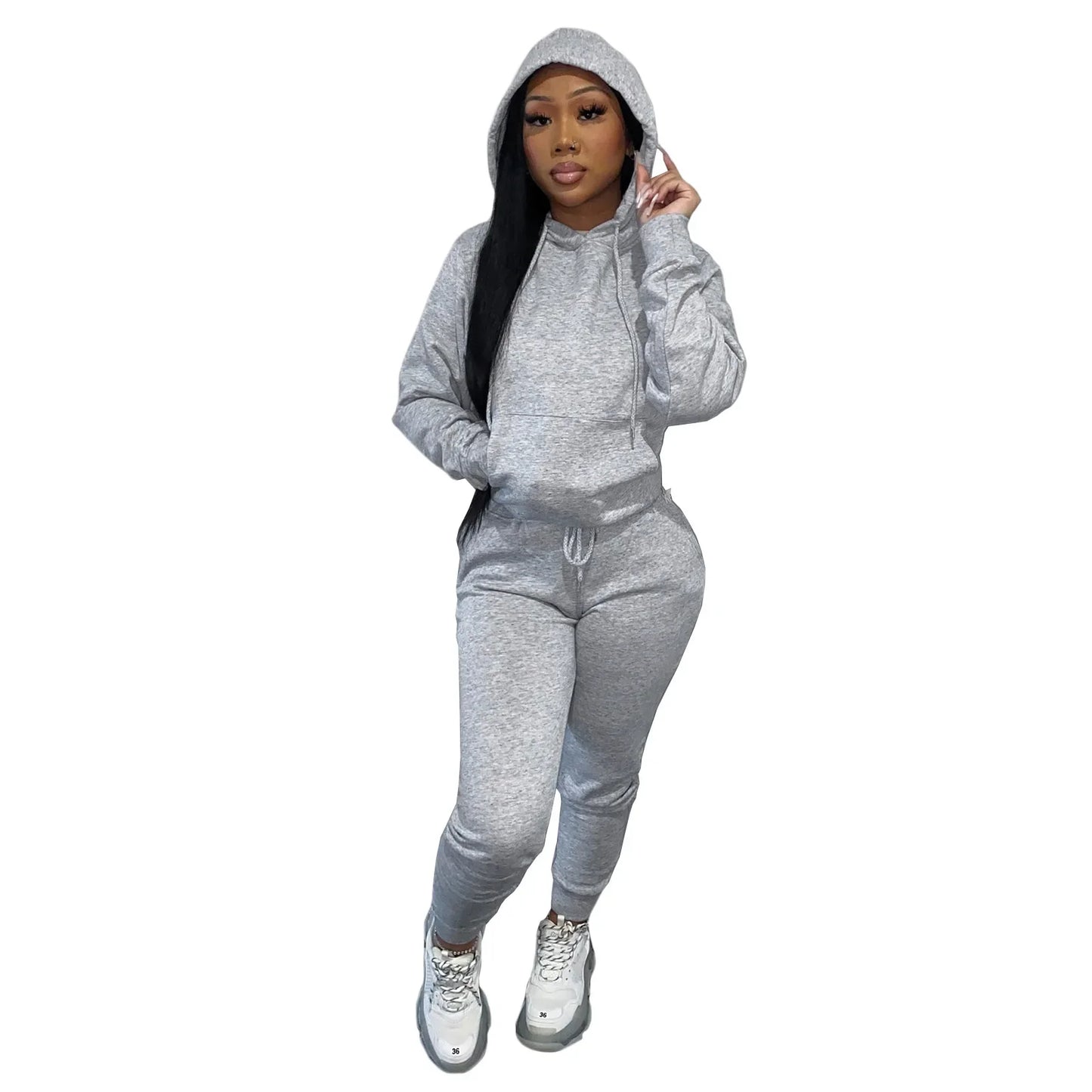 Winter Clothes Custom Rhinestone Plain Thick Fleece Hoodie Jogging Suit Women Solid Fashionable Hooded Tracksuit Sweatsuit Women